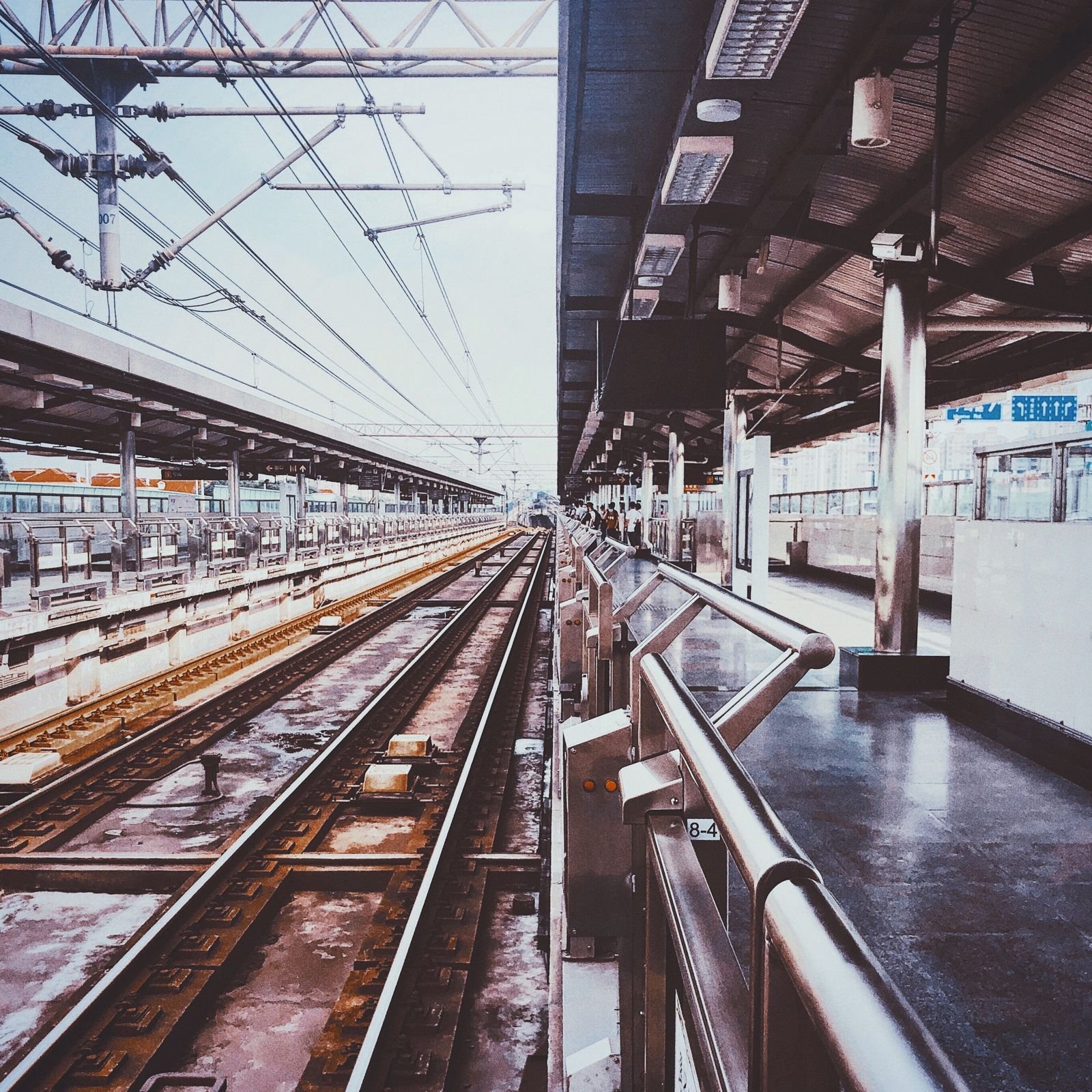 A high-speed rail platform in Shanghai.